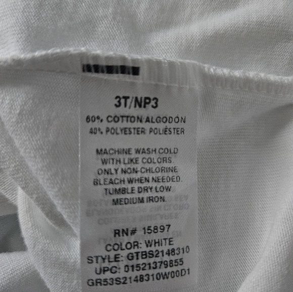 Solid jersey tank white size 3t by garanimals NWT - Picture 4 of 5